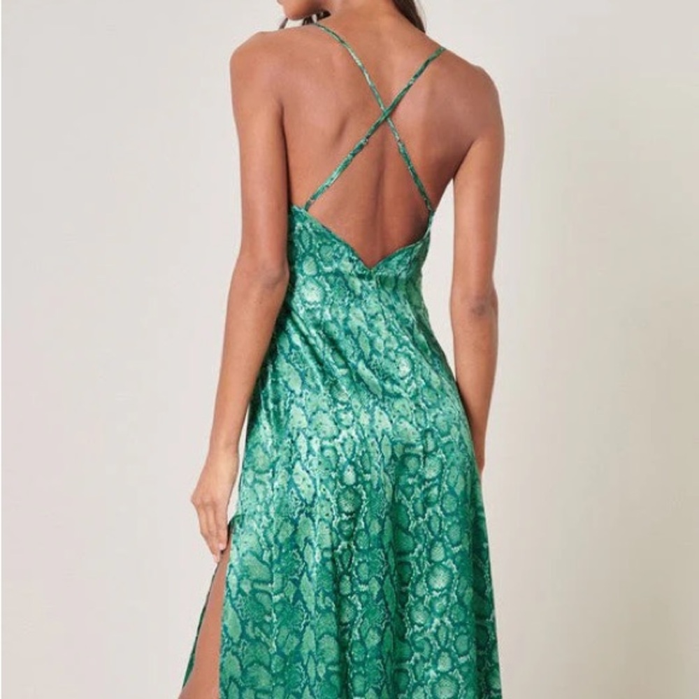 NWT Sugarlips Dress SLIP green stretch XS S M zipper adjustable straps slit‎